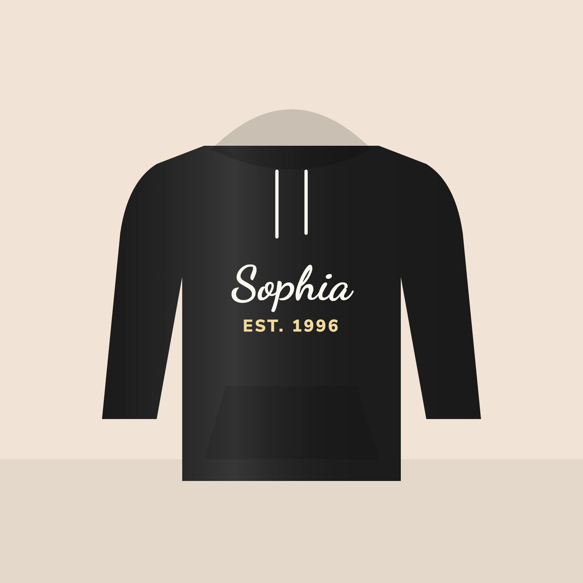 Name & Birth Year Hoodie in Black