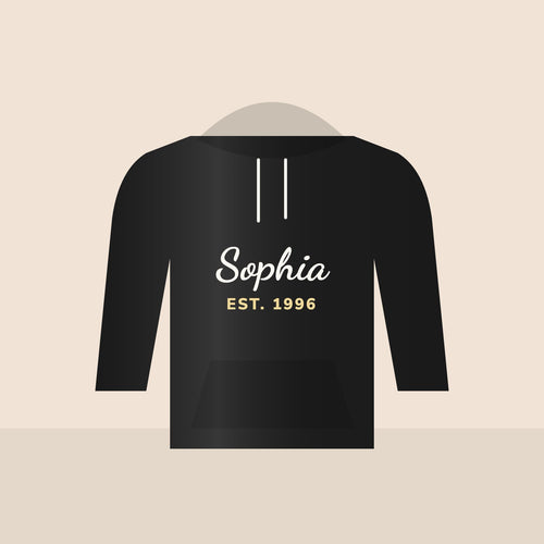 Name & Birth Year Hoodie in Black