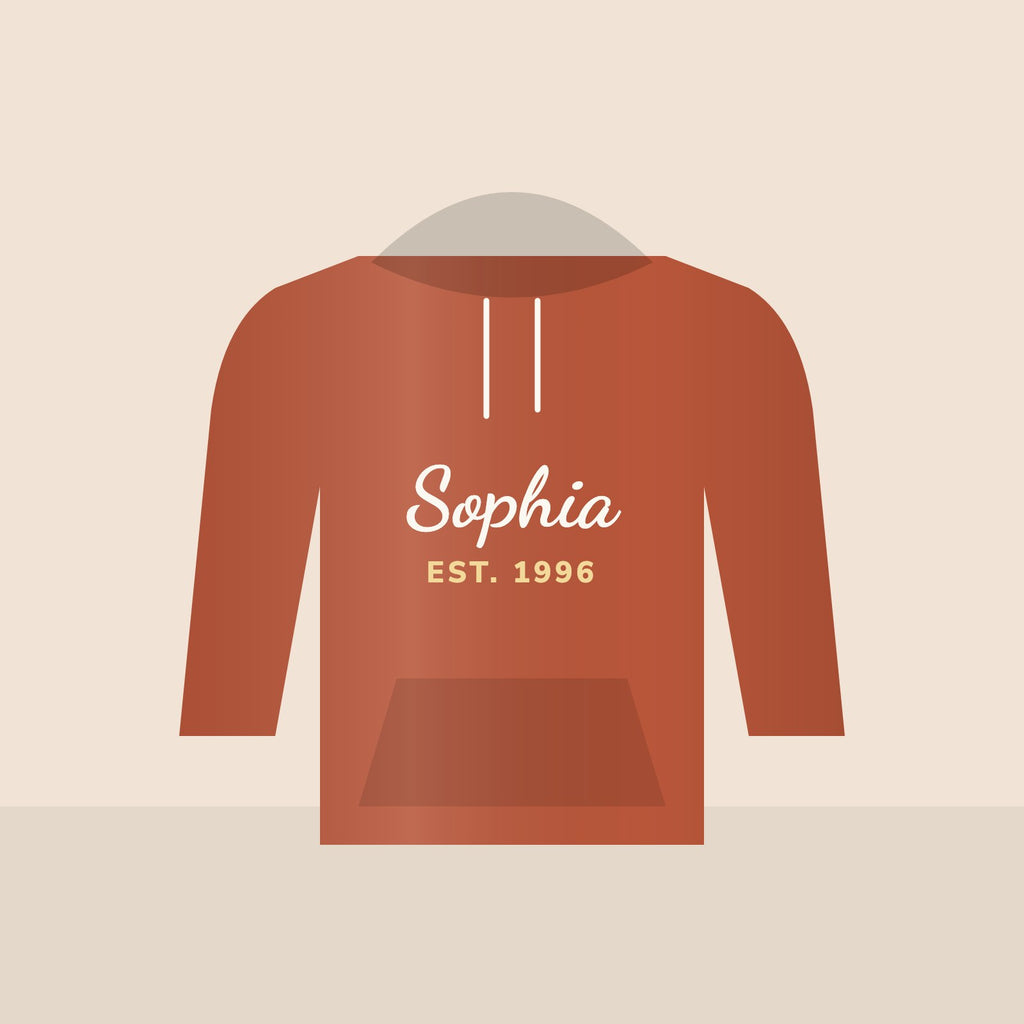 Name & Birth Year Hoodie in Clay