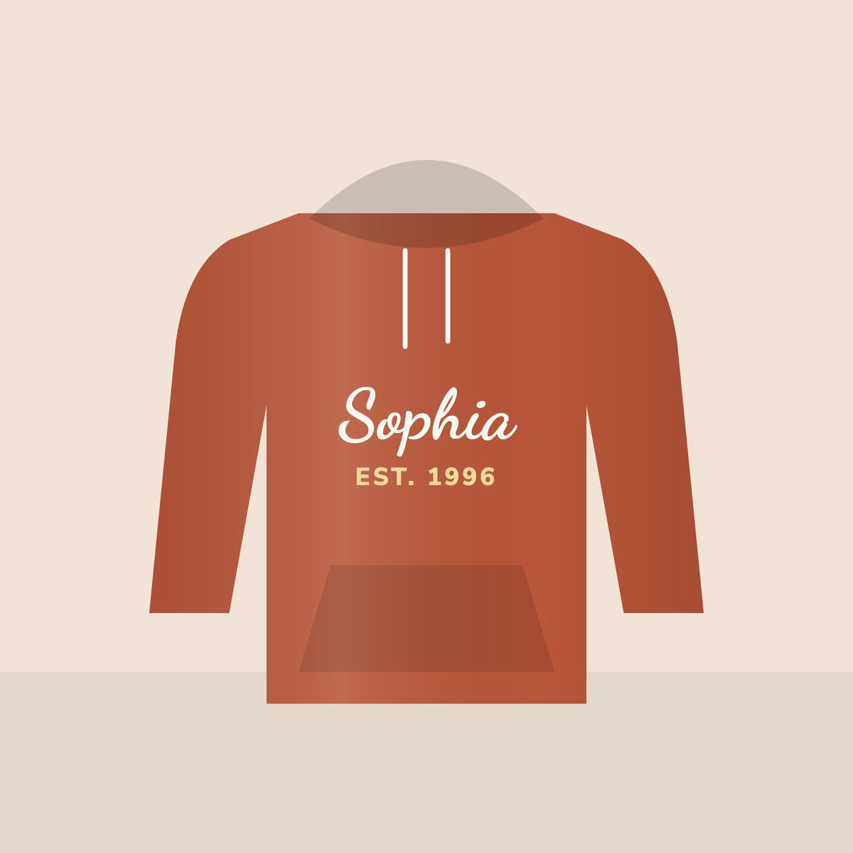 Name & Birth Year Hoodie in Clay