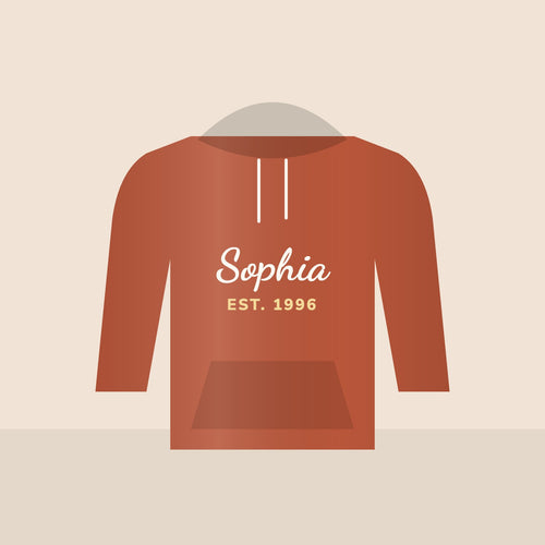 Name & Birth Year Hoodie in Clay