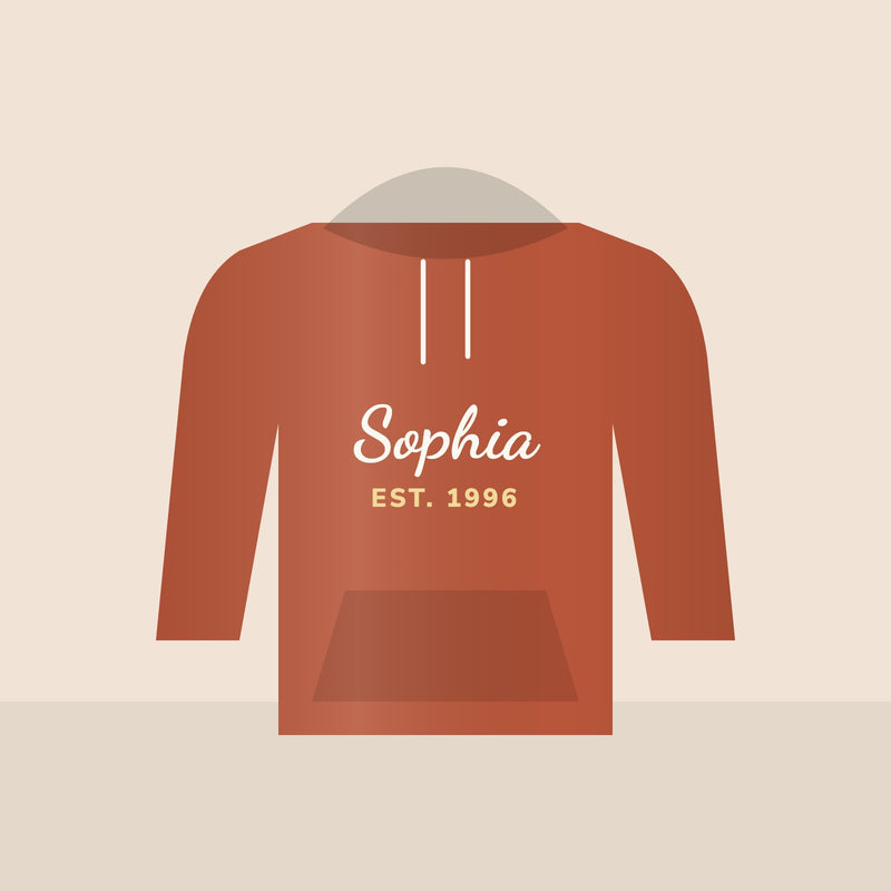 Name & Birth Year Hoodie in Clay