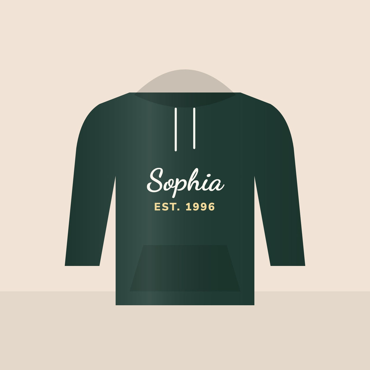 Name & Birth Year Hoodie in Forest Green