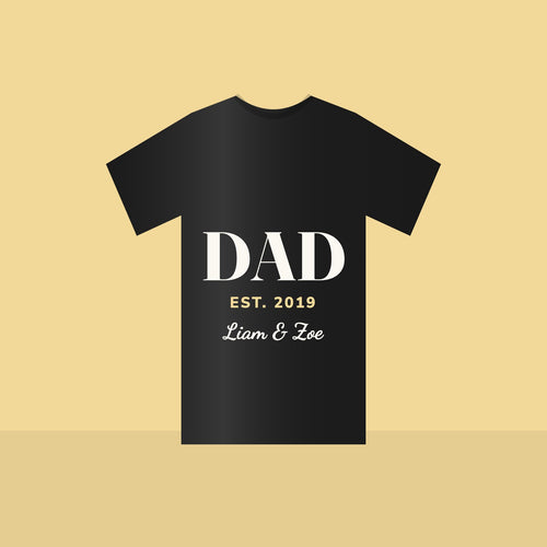 "Dad Est." Custom Year T-Shirt in Black
