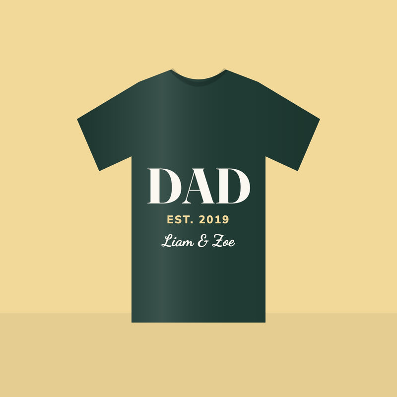 "Dad Est." Custom Year T-Shirt in Forest Green