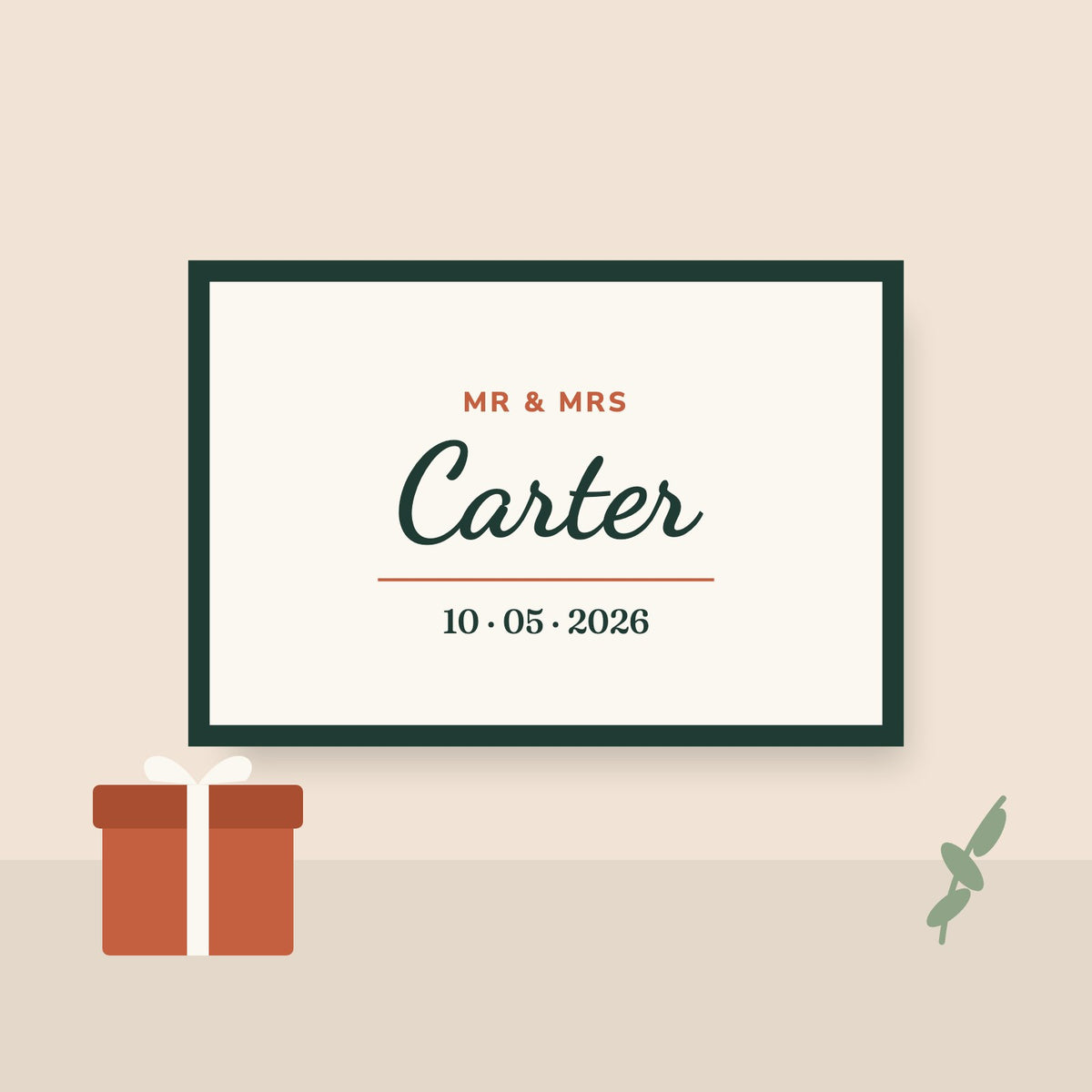 Mr & Mrs Wedding Date Sign gift