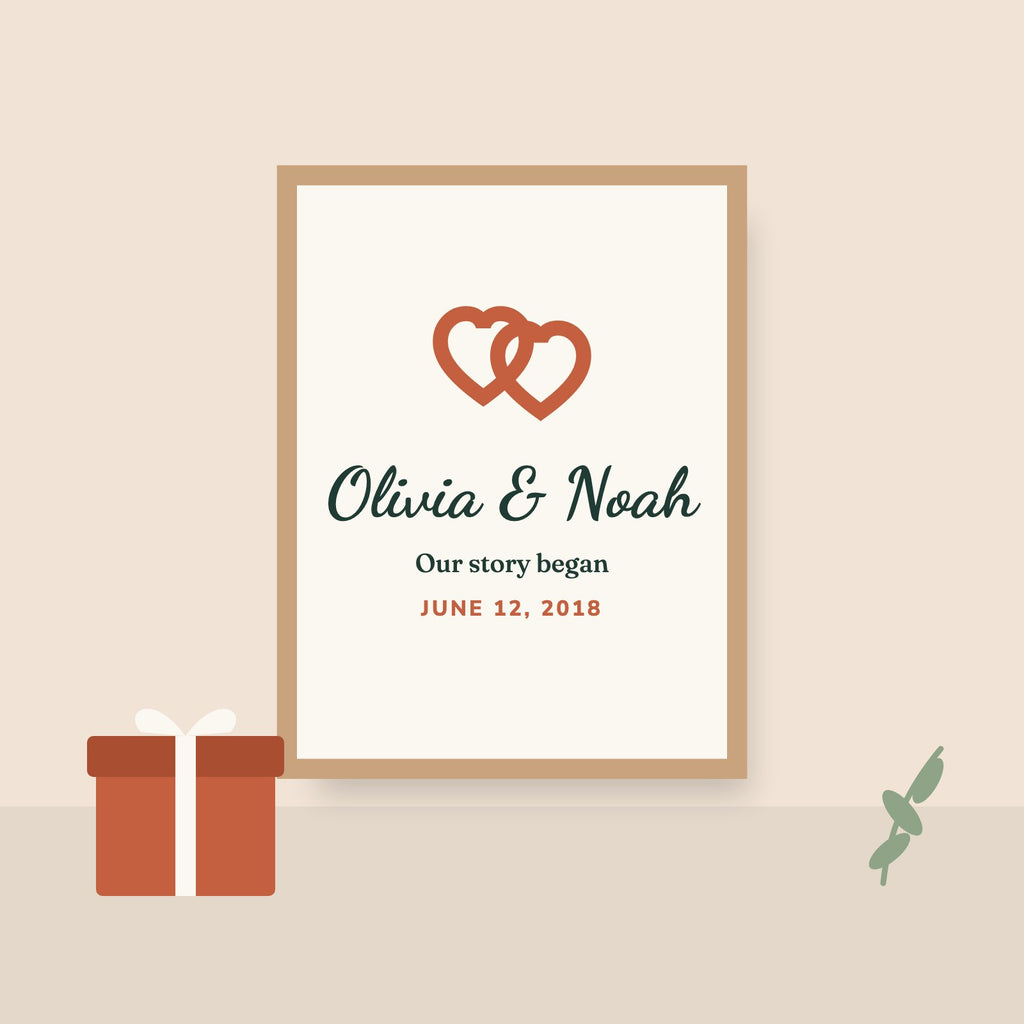 "Our Story" Couple Names Canvas gift