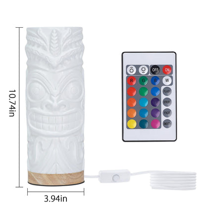 Tiki lamp dimensions 10.74 x 3.94 in with remote control and USB cable